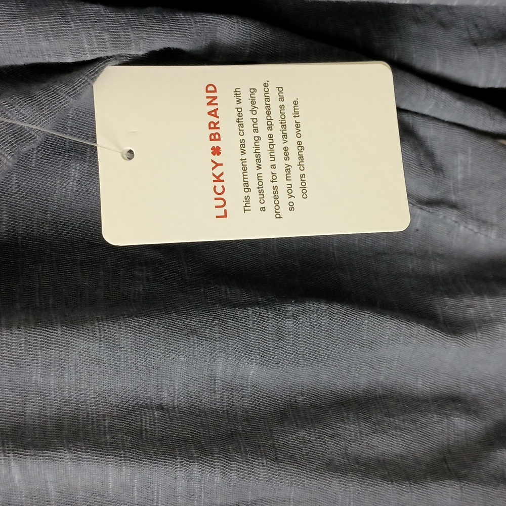 Lucky Brand Blue Embroidered Cutout V-neck Top XL - Picture 7 of 7